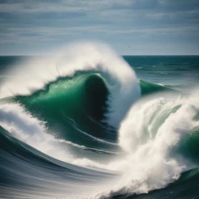 A tranquil sea with tax waves representing capital gains taxes, crashing against a shoreline of diverse investments in a wrap account