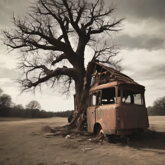 An image of rusted machinery, decaying inventory, and a dying tree representing obsolete PP&E, inventory, and goodwill that have undergone impairment write-downs