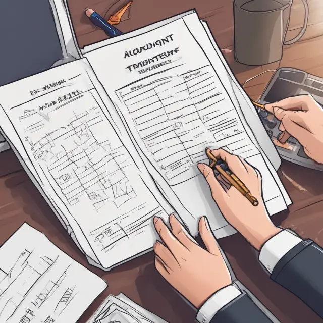 Accountant adjusting financial statements: Shrinking assets from write-downs on income statement and balance sheet