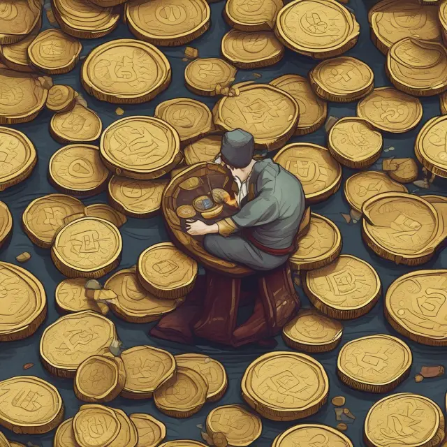 Option writer collecting golden coins symbolizing premiums, flowing from a time river