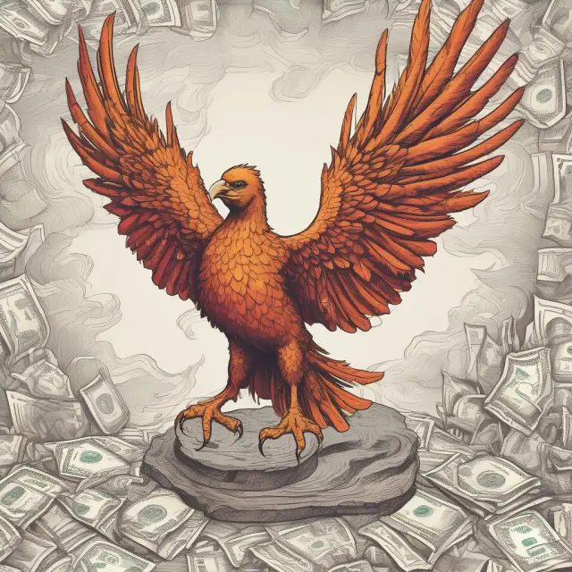 Phoenix symbolically increasing assets on a balance sheet, enhancing its financial value