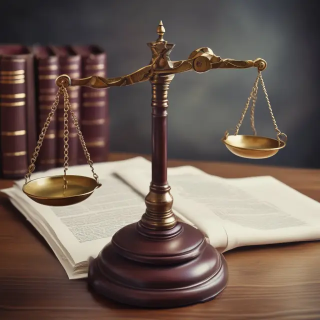 A courtroom scene depicting a balance scale, representing the legal process of issuing a writ of seizure and sale for a delinquent borrower