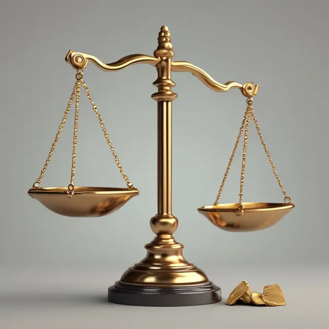 Golden gavel balanced atop scales symbolizes writ of seizure and sale process shifting ownership.