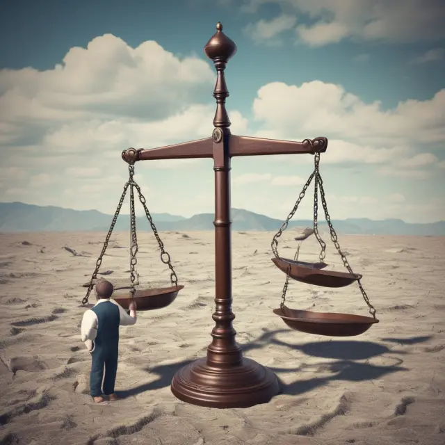 A giant scale with intangible assets on one side and tangible assets on the other, illustrating written-down value assessment by institutional investors