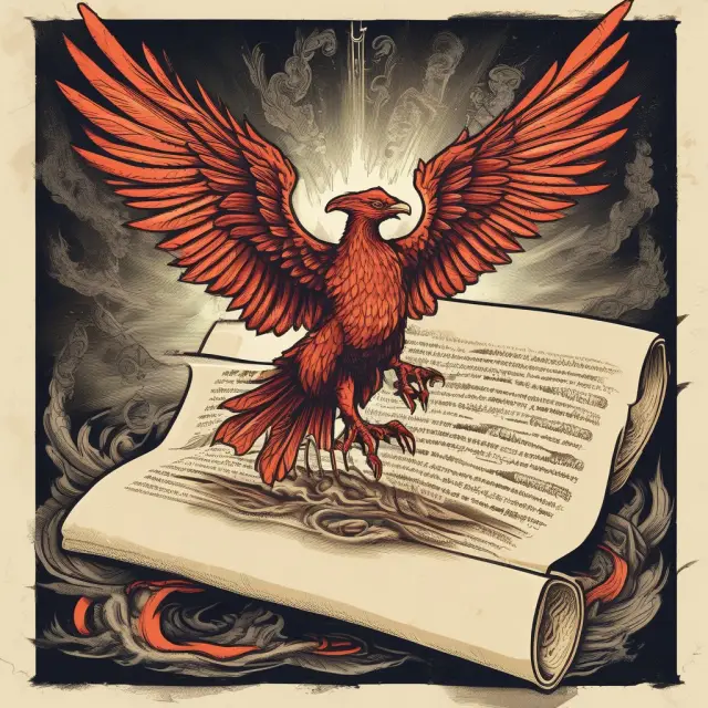A phoenix emerging from an ancient scroll, representing the renewal and transformation of written-down value