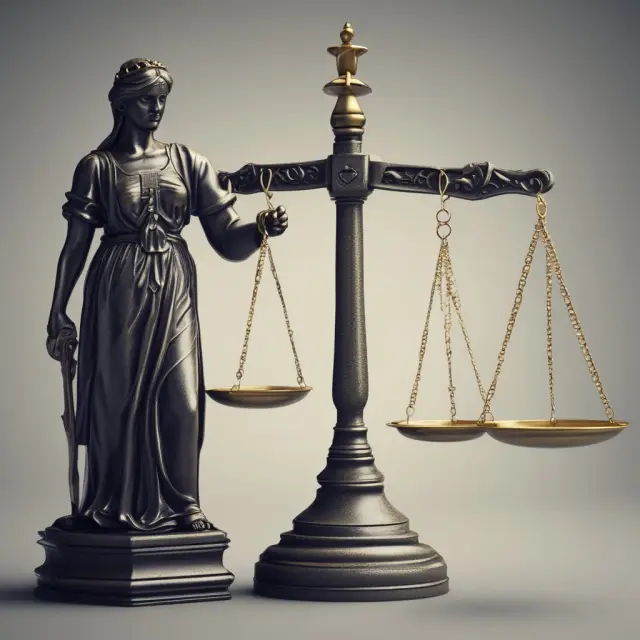An imbalanced scale representing justice tilts against an overflowing bank account, reflecting the concept of a wrongful dishonor in banking.