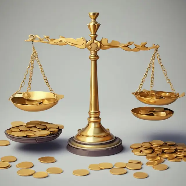 Golden scales balanced by checkbooks illustrate UCC rules regulating banks