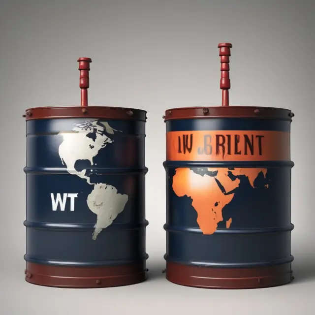 Image of two intertwined crude oil barrels representing WTI and Brent, depicting the decreasing difference in their prices on a global map.