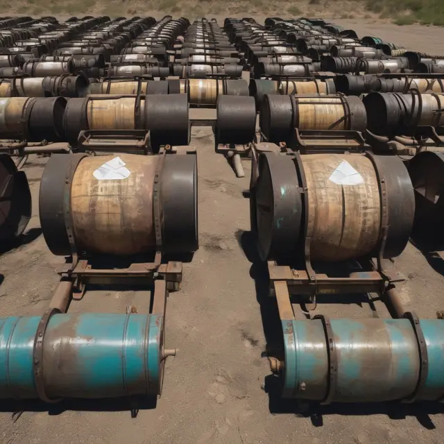 A seesaw with oil barrels representing WTI crude balancing between Texas refineries and international waters symbolizing its role as a North American gasoline producer and Brent benchmark.