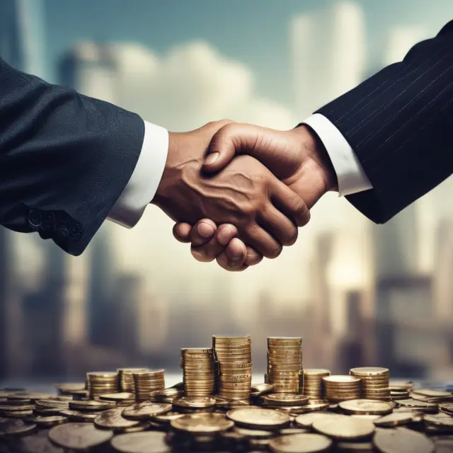 Two hands shaking on NYMEX: One holding a futures contract, the other an ETF - symbolizing investment choices in West Texas Intermediate (WTI) crude oil