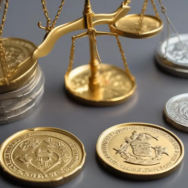 Golden coins symbolizing WTI, Brent, Dubai, and Urals crudes on a scale representing their quality comparison. Prices flowing like rivers between markets.
