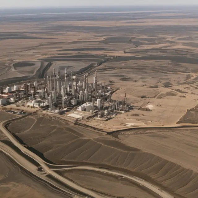 A golden river of crude oil flowing from the Permian Basin to its transformation at Cushing, symbolizing West Texas Intermediate (WTI)