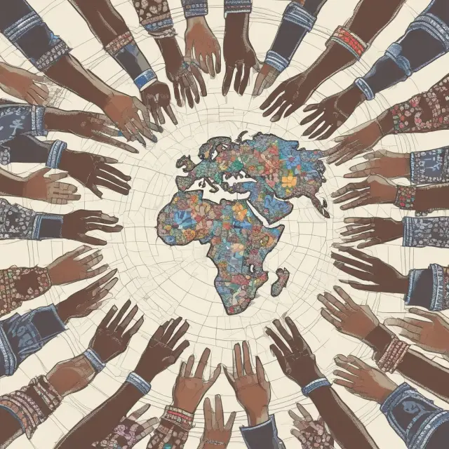 A mosaic of interconnected hands forming a globe, symbolizing the World Trade Organization