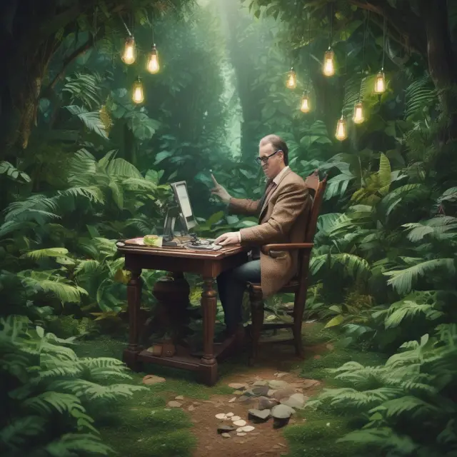 Digital gardener nurturing a lush, organized jungle of XBRL-tagged financial data for institutional investors