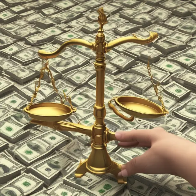 Golden-handed figure distributing cash and stock dividends between two scales, symbolizing the choice between immediate financial benefits versus long-term portfolio growth