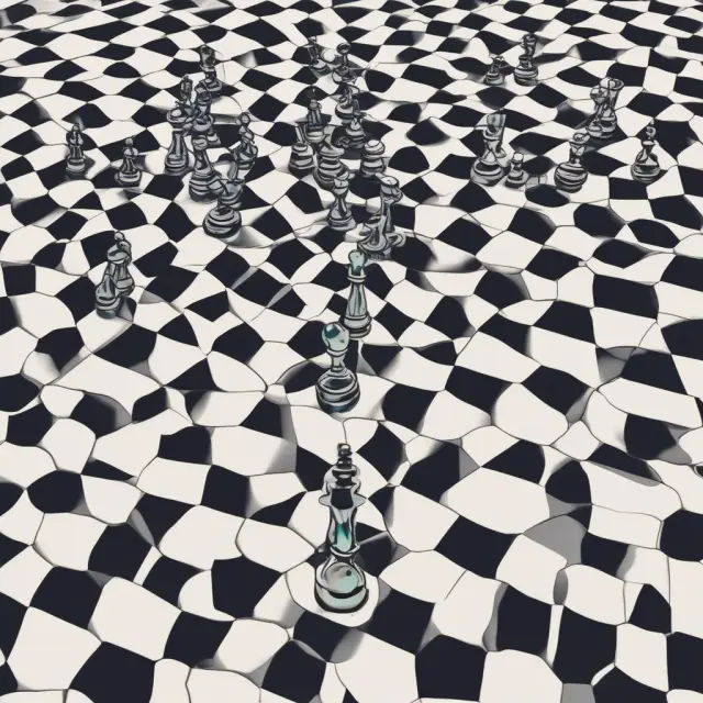 Three trading systems - Instinet, Nasdaq, and Xetra - depicted as giants gathering around a transparent chessboard, symbolizing comparison and transparency in electronic trading