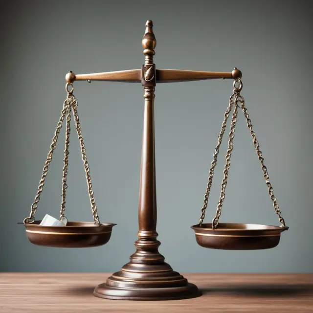 A person holding a balance scale represents stockholders. One side is weighed down as 