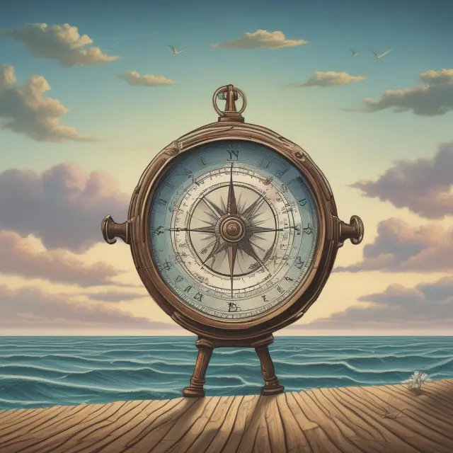 An institutional investor sails through an ocean of Y-Share funds, using a compass to navigate towards reduced management fees