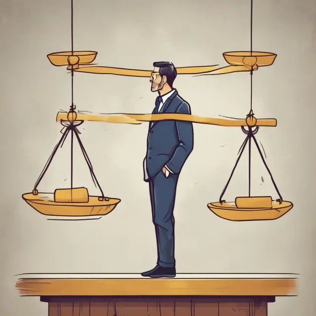 An investor evaluating the advantages and disadvantages of investing in Y stock through American Depositary Receipts, represented by golden scales for benefits and lead weights for risks.