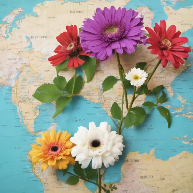 Two blooming flowers with labels 