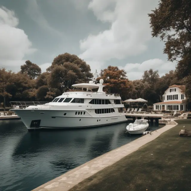 An image of an elegant antique yacht nestled next to a sleek electric model, with a modern house in the background, emphasizing the benefits and variety of bundled insurance policies