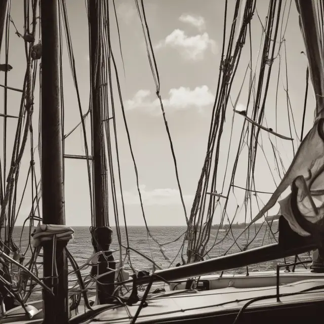 An image of maritime law as a woven tapestry, with each thread representing various aspects of yacht insurance coverage