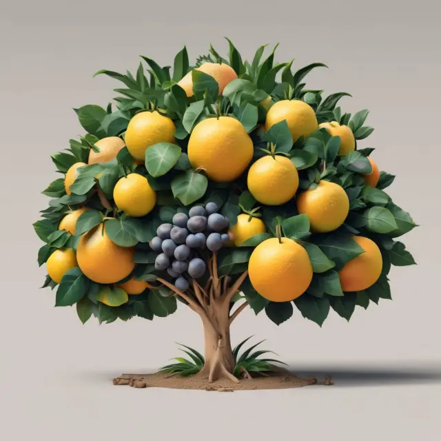 A lush, colorful tree with various fruits symbolizing investments. An exotic fruit (Yankee CD) hangs prominently among them, showcasing higher returns and diversification