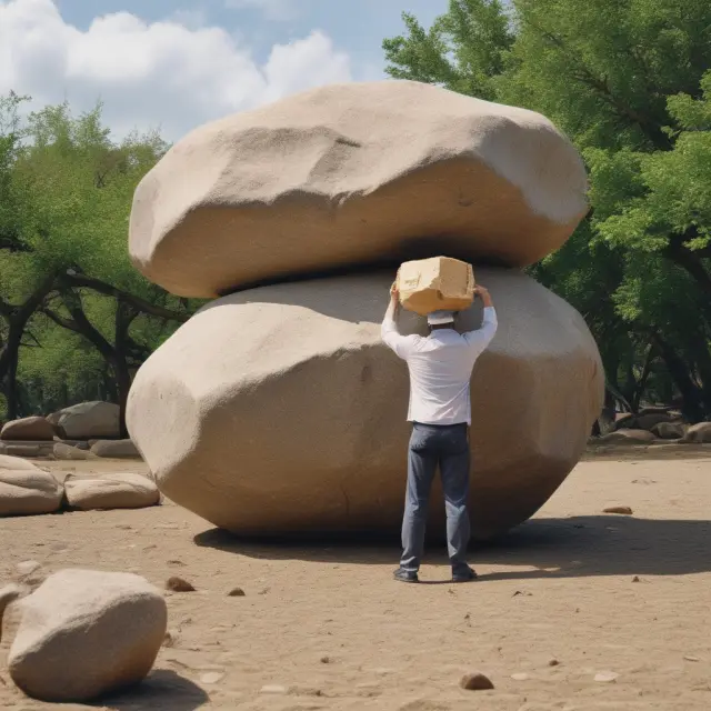 A large boulder labeled 