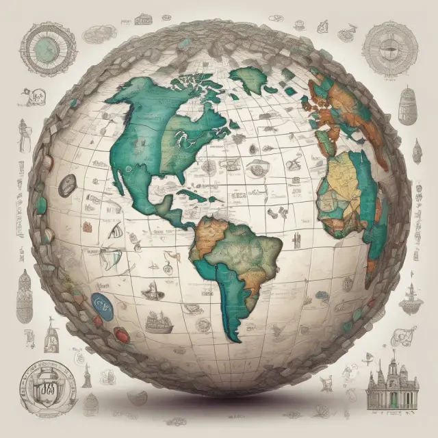 Multicolored globe showcasing diverse monetary symbols with a focus on yards/billions.