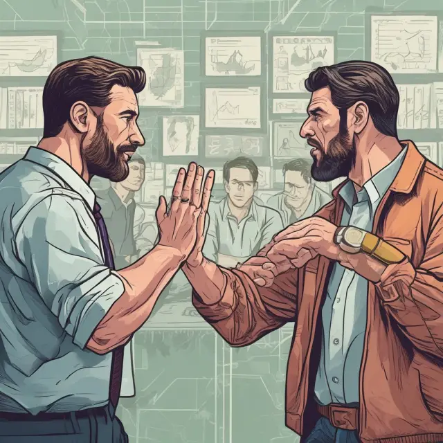 An open outcry trader hand-signaling a yard (billion), contrasted with a modern trader interacting with digital platforms