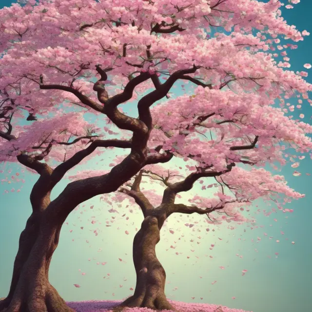 Image of a tree laden with one billion flowers, representing the vast knowledge of finance including the concept of 