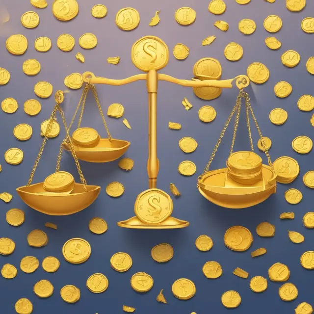 Golden scales tipping towards an employer weighing various factors in deciding year-end bonuses