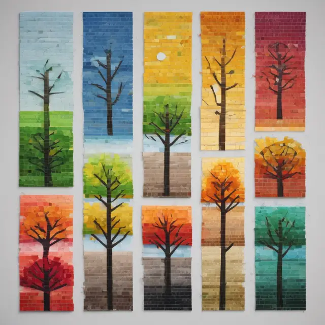 An image of vibrant seasons overlaying a financial chart to illustrate the importance of adjusting for seasonal trends when making year-over-year comparisons