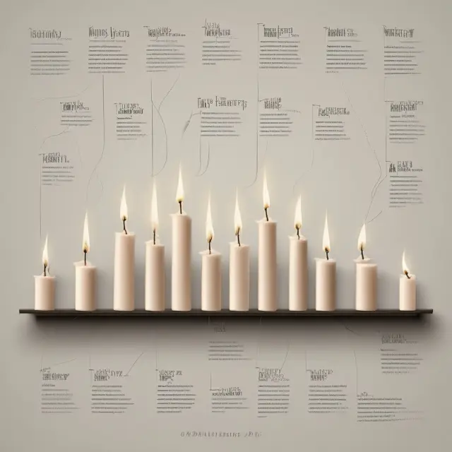 Candles representing yearly probability of dying flicker along an individual