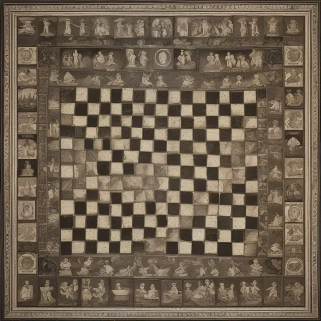 A chessboard adorned with pieces symbolizing different age groups. The black and white squares represent mortality trends, with historical data as the king piece and individuality as the queen.