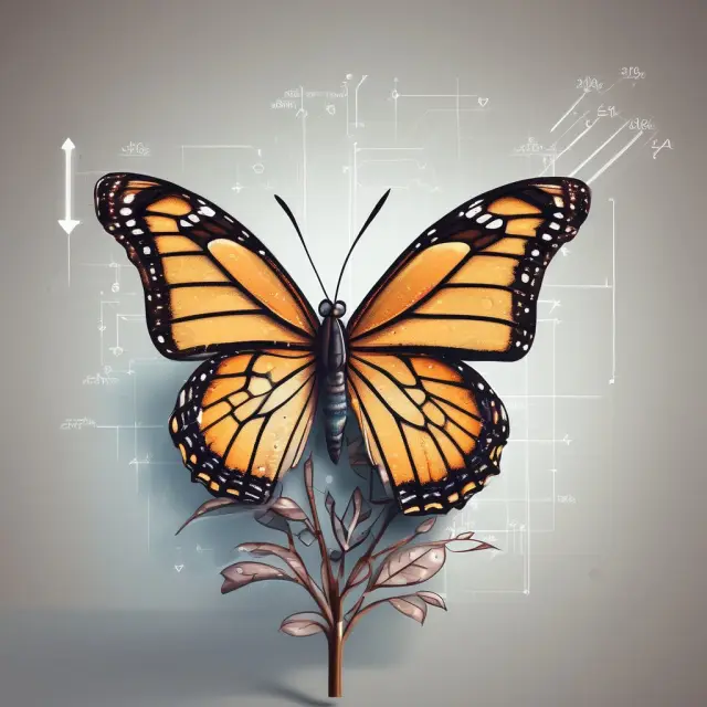 Butterfly emerges from stock chart symbolizing yearly rate of return calculation