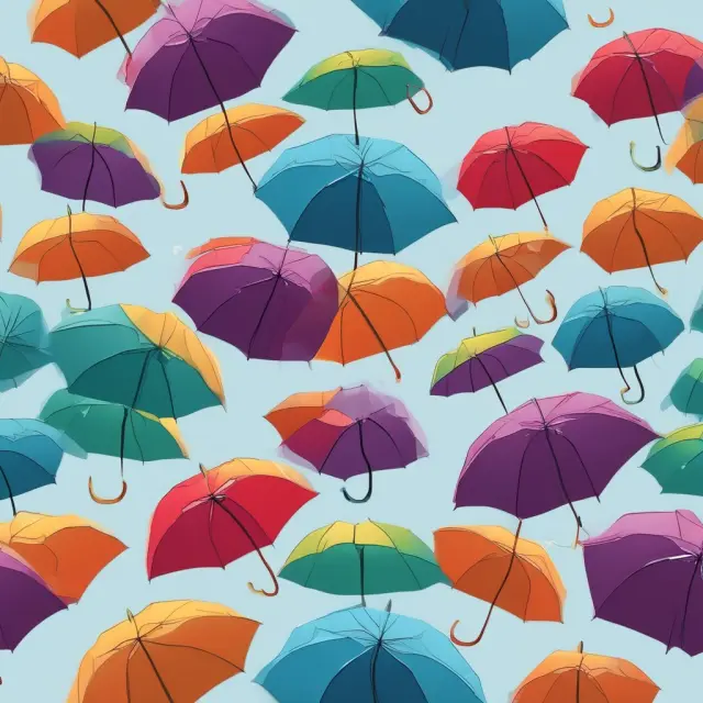 A reinsurer holds an oversized umbrella, shielding diverse types of life insurance policies: whole and universal life. The umbrella