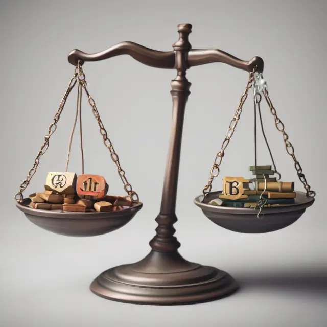 A balance scale with yearly renewable term reinsurance on one side and potential risks and costs on the other, illustrating the advantages and disadvantages of YRT reinsurance.