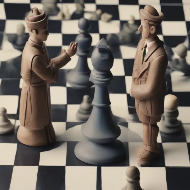 A ceding company and reinsurer engaging in a handshake over a chessboard, representing the yearly renewable term reinsurance agreement