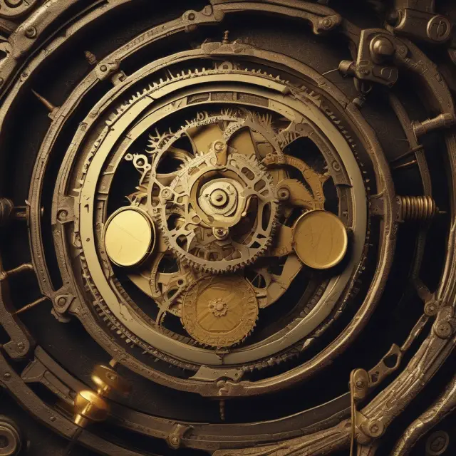 Golden coins being released from a clockwork mechanism for a specified period in an annuity context