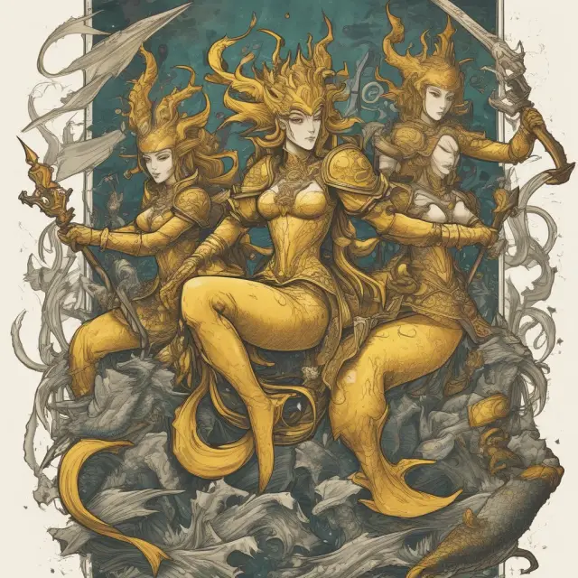 Mermaids representing yellow knights in a metaphorical depiction of companies changing tactics from hostile takeovers to mergers.