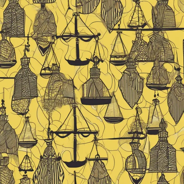 Two scales balanced between hostile takeover and merger of equals, with yellow knight symbolically shifting the balance