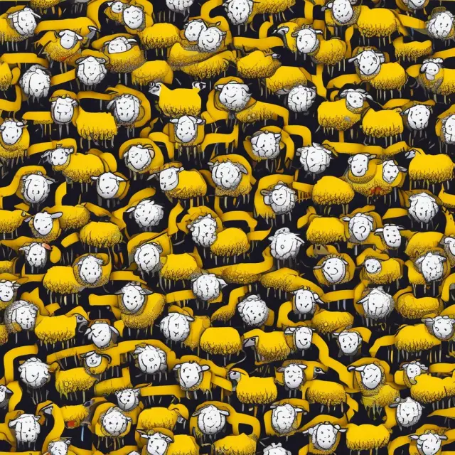 A yellow sheep navigating through a maze, symbolizing the challenges and risks of investing in yellow sheet bonds within unregulated financial markets