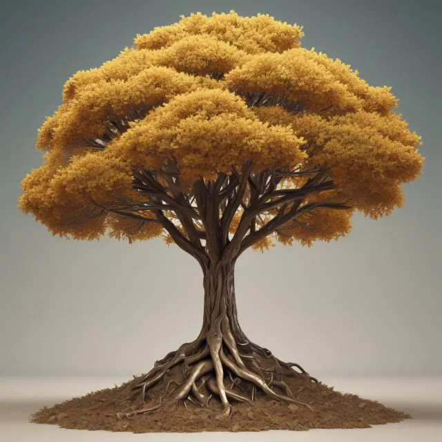 A golden, thriving tree symbolizing high-yield bank and a wilting plant representing low-yield bank.
