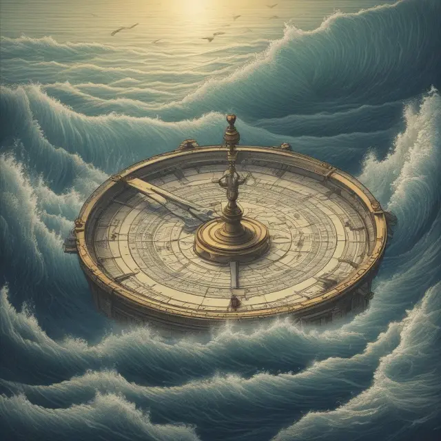A compass with the hands pointing to various yield measures guiding an investor through a sea of stocks and bonds