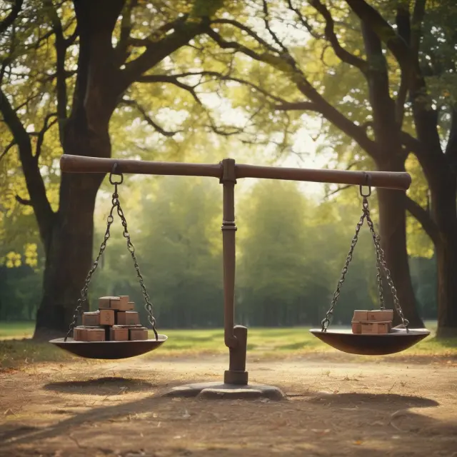Seesaw illustrating balance between SEC yield and mutual fund yield, symbolizing transparency in investment decision making