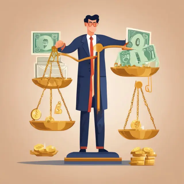 An institutional investor holding a golden scale, balancing dollars and bond yields for decision making.