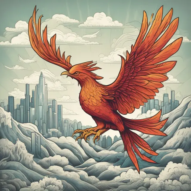 A mythical Phoenix emerging from a vast ocean of interest rate charts, illustrating the potential benefits of yield-based options for profiting and hedging.