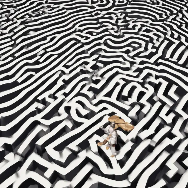 A person deftly maneuvering through a complex maze of interest rate curves while using call and put options for risk management and potential gains