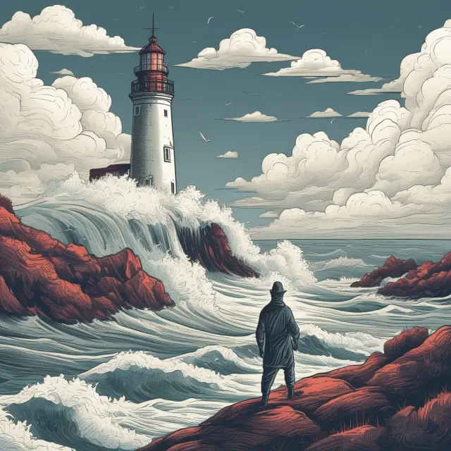 Investor sailing through a sea of options with a lighthouse guiding their path towards knowledgeable yield-based investment decisions